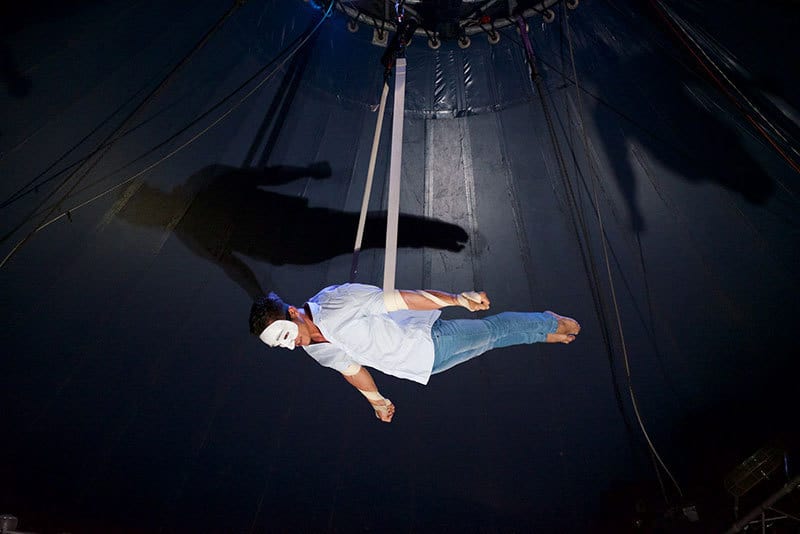 acrobatics during a show at Phare Circus
