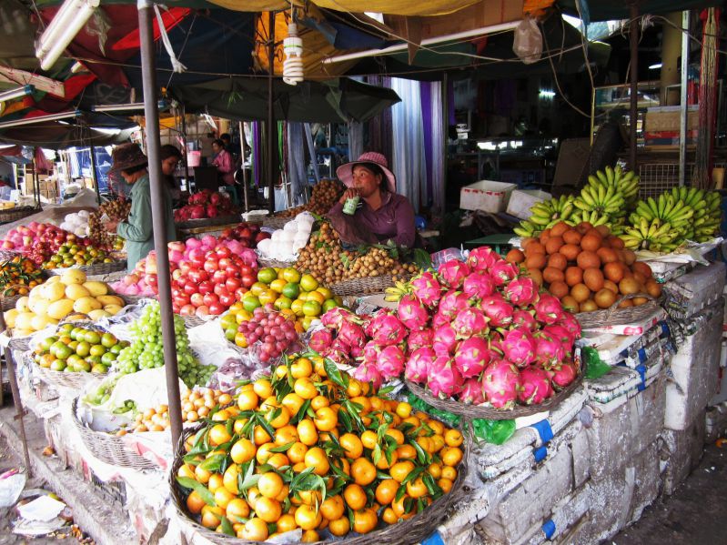 local food stall in a Siem Reap market